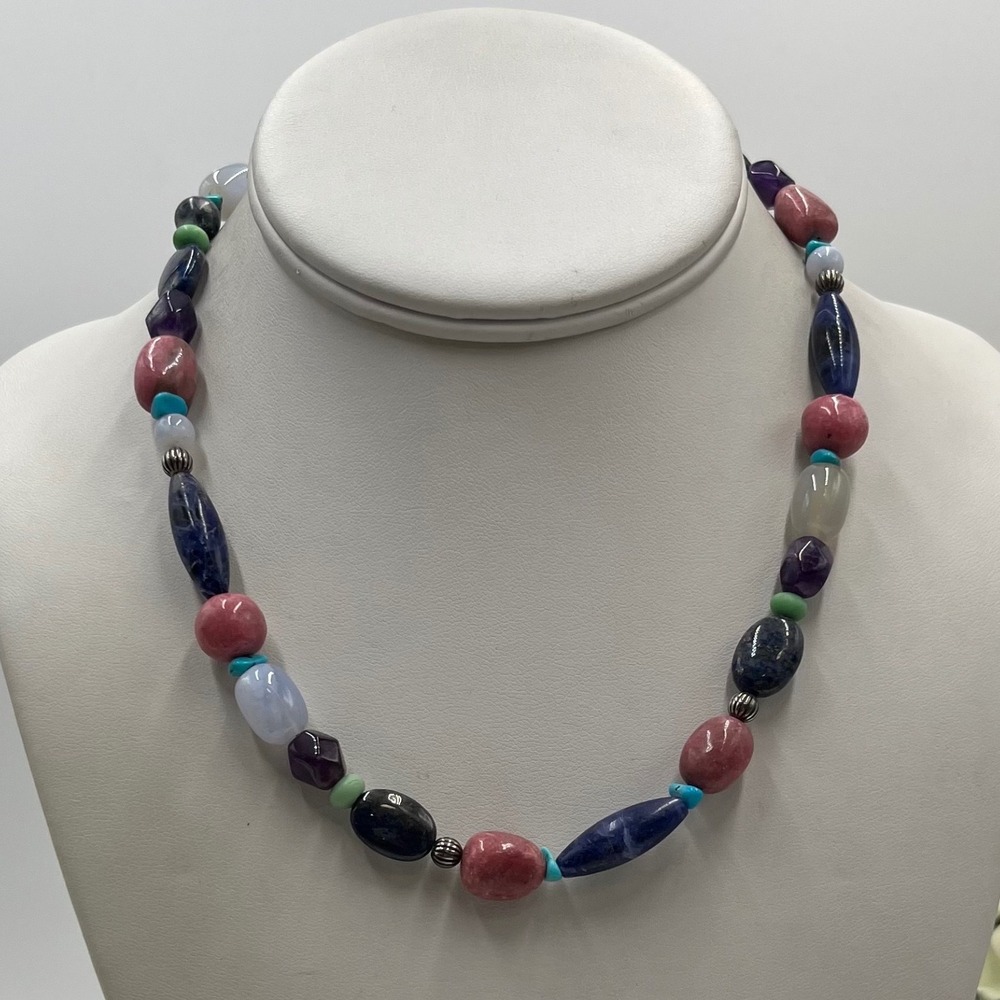 Carolyn Pollack Relios Multi
Gemstone 925 Sterling Silver Vintage Boho Necklace